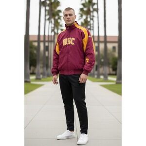 Majestic USC Trojans Bomber Jacket Mens XL Cardinal Gold Full Zip NCAA Vintage